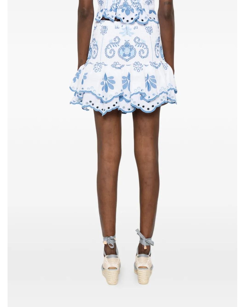 Charo Ruiz Blue Leora Embroidered Mini Skirt