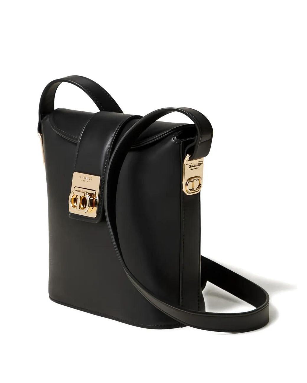 Twinset Black Flap-Lock Bucket Bag