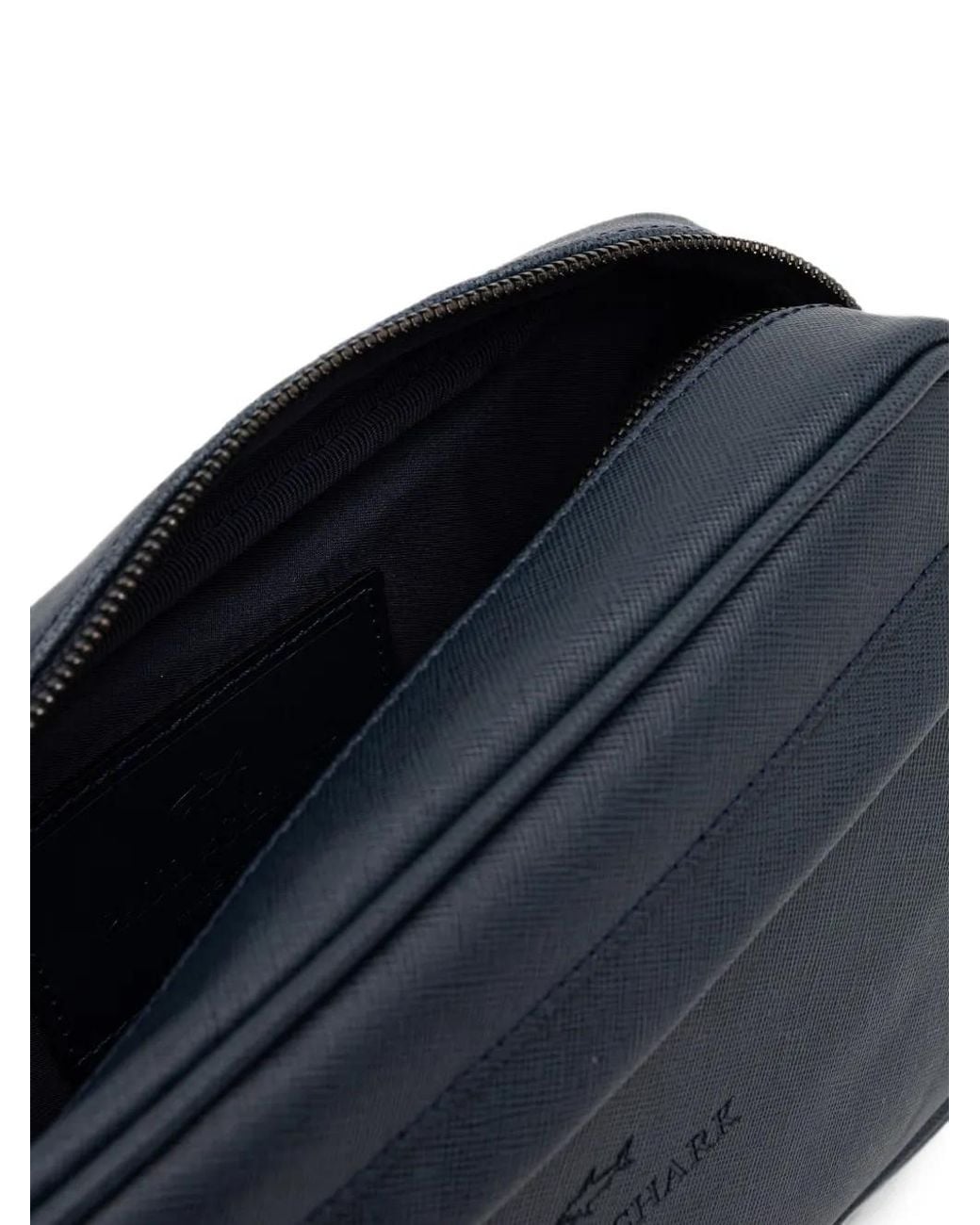 Paul & Shark Blue Logo-Detail Zip-Fastening Clutch Bag for men