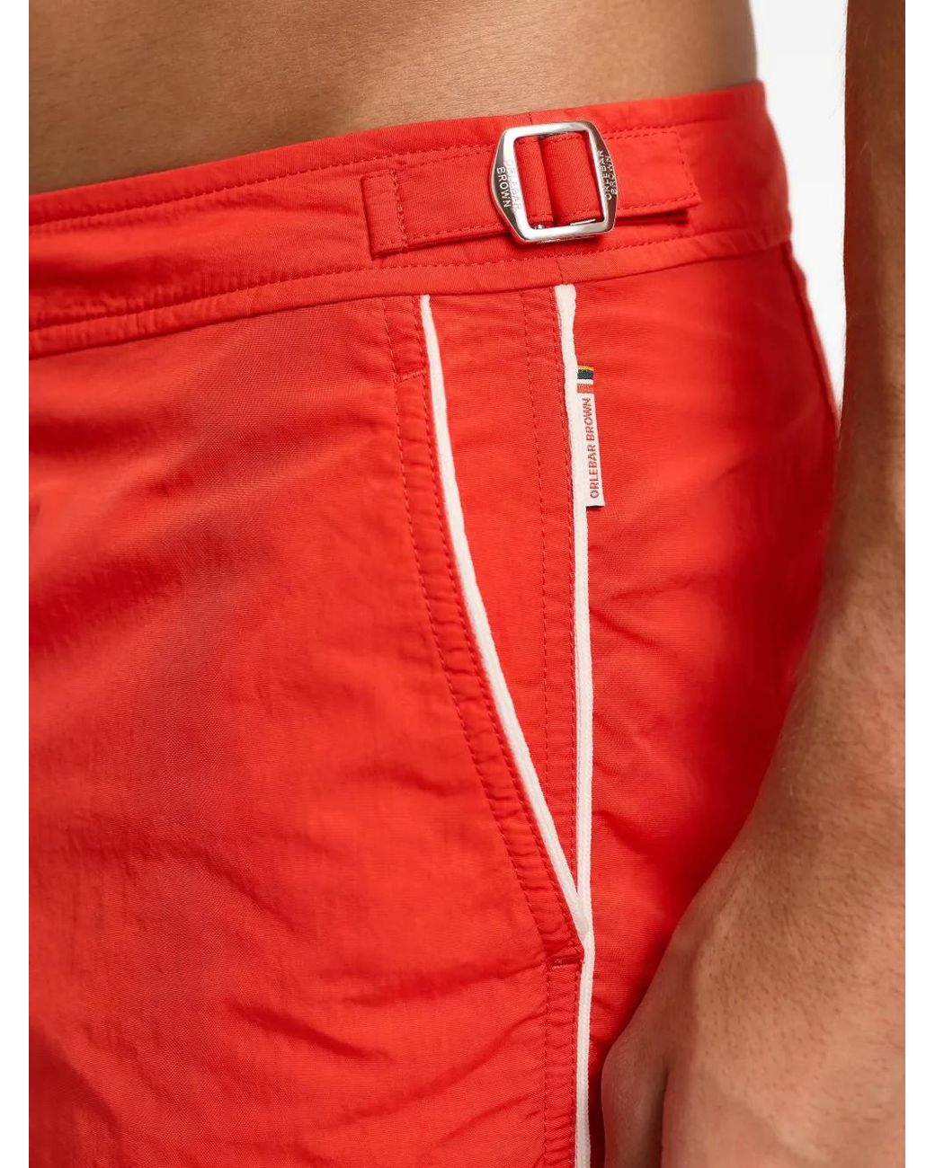 Orlebar Brown Red Mid-Length Swim Shorts With Contrast Seam Piping for men