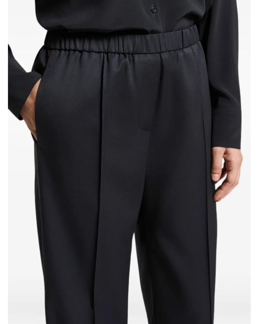 Peserico Black Elasticated-Waistband Palazzo Pants