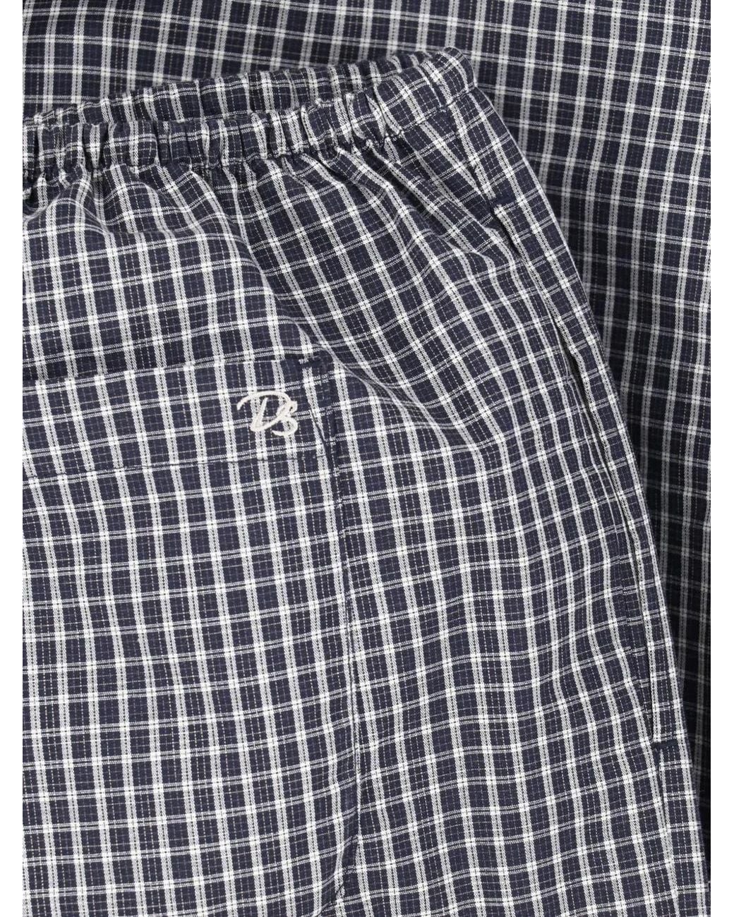 DUNST Gray Check-Pattern Drawstring Trousers
