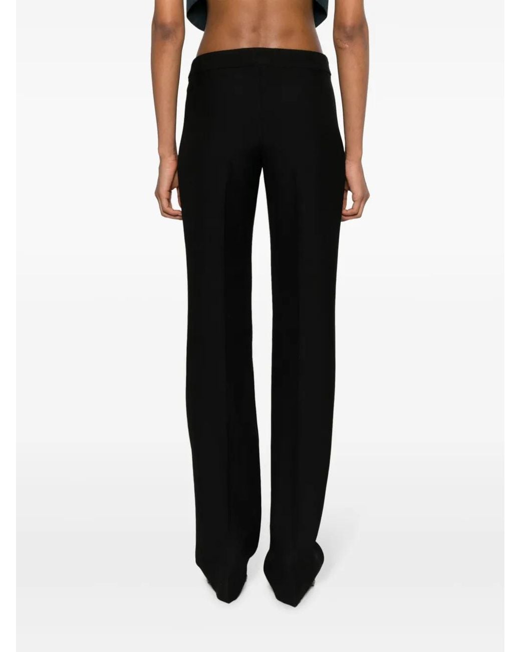 Stella McCartney Black Low-Rise Wool Slim Trousers