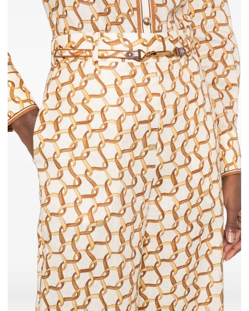 Zimmermann Natural Belted Wide Leg Pants