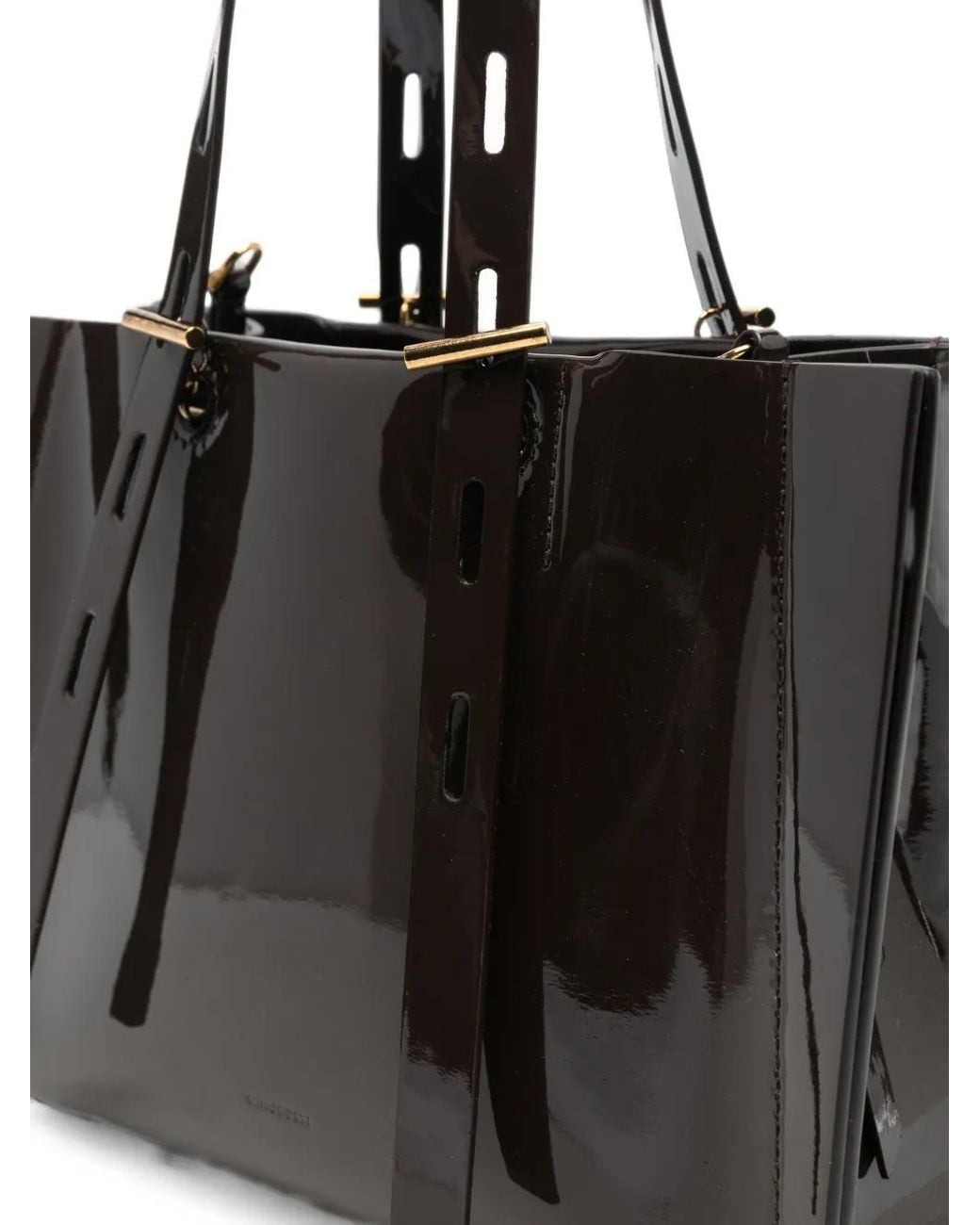 MINOBOSSI Black Paula Patent-Finish Tote Bag