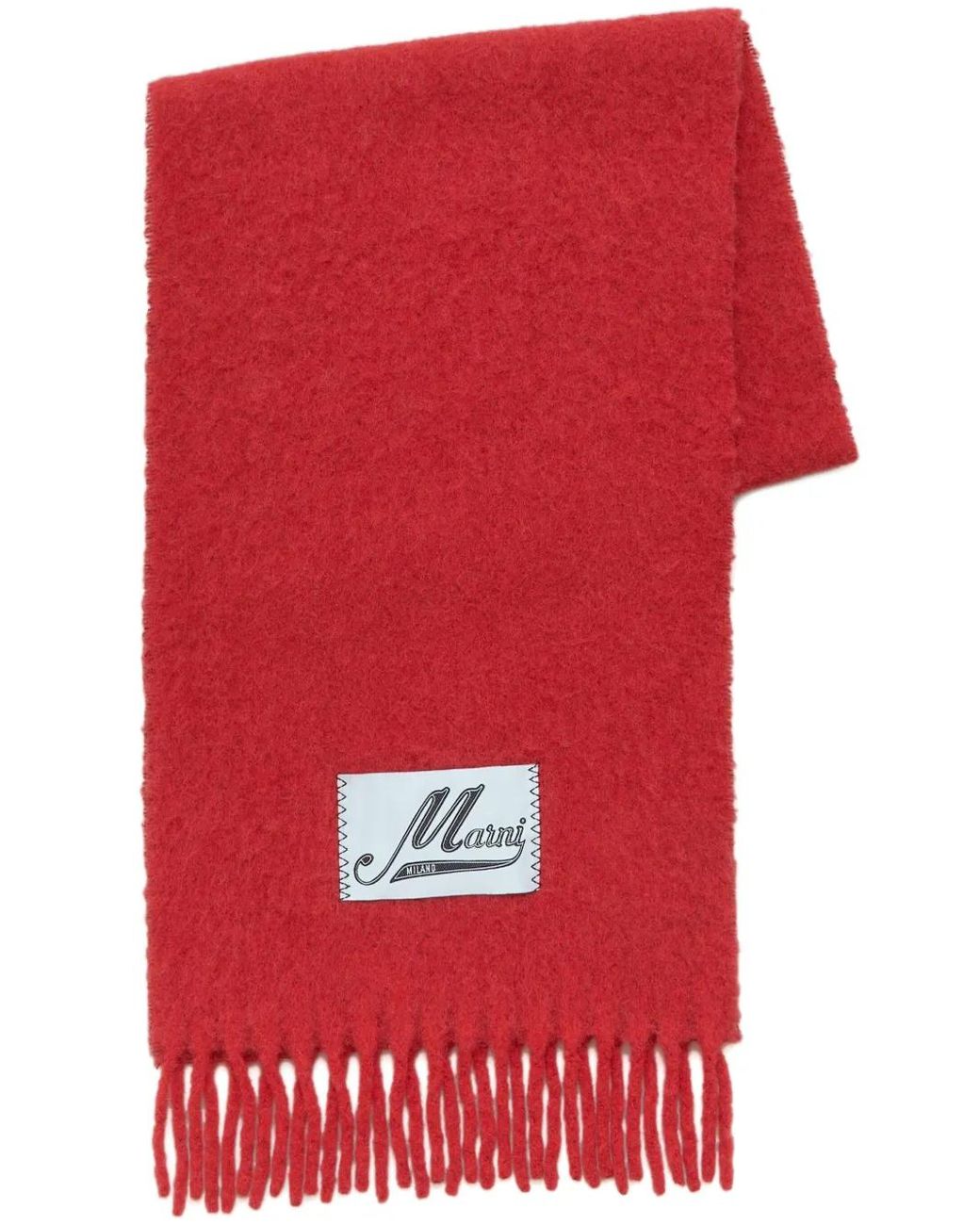 Marni Red Brushed Alpaca-Blend Scarf With Fringes for men
