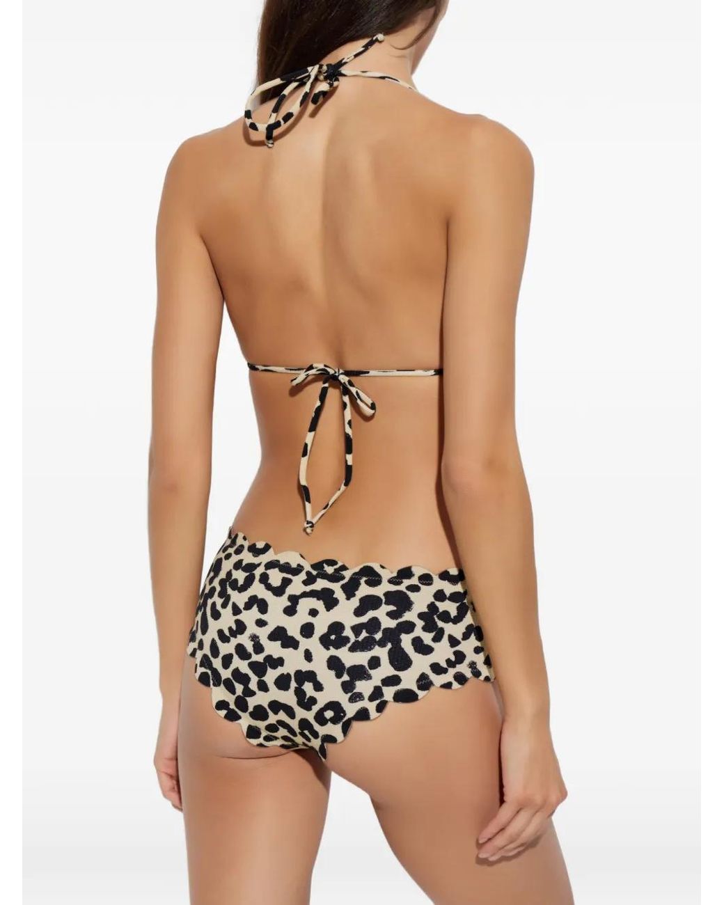 Marysia Swim White Broadway Scalloped Leopard-Print Bikini Top