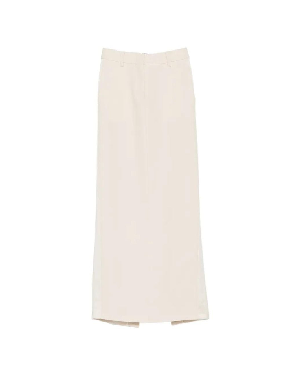 Fabiana Filippi White Belt-Loop Rear-Slit Maxi Skirt