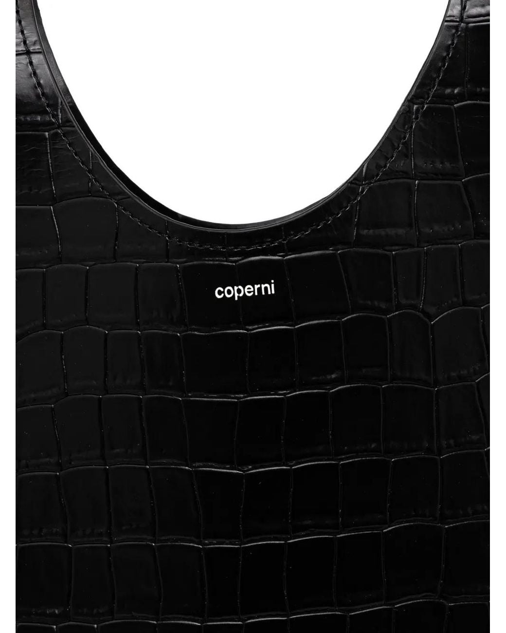 Coperni Black Crocodile-Effect Heart Tote Bag