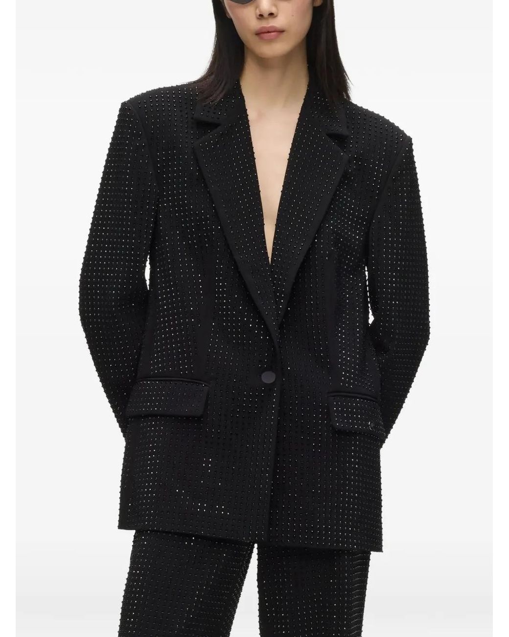 Karl Lagerfeld Black Rhinestone Tailored Blazer