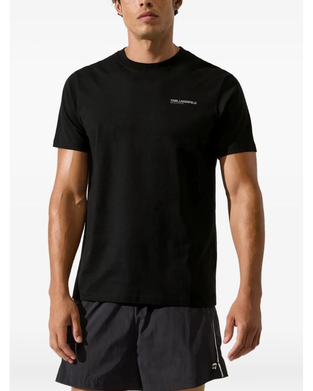 Karl Lagerfeld Black Ikon Beach T-Shirt for men