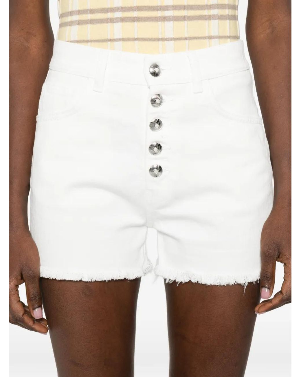 Dondup White Button-Fastening Frayed Shorts