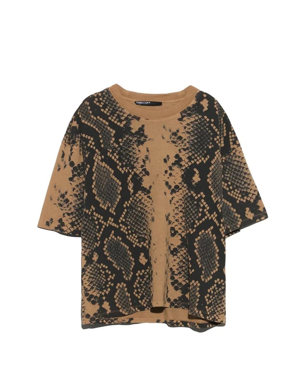 Bimba Y Lola Natural Ocher Cotton Snake T-Shirt