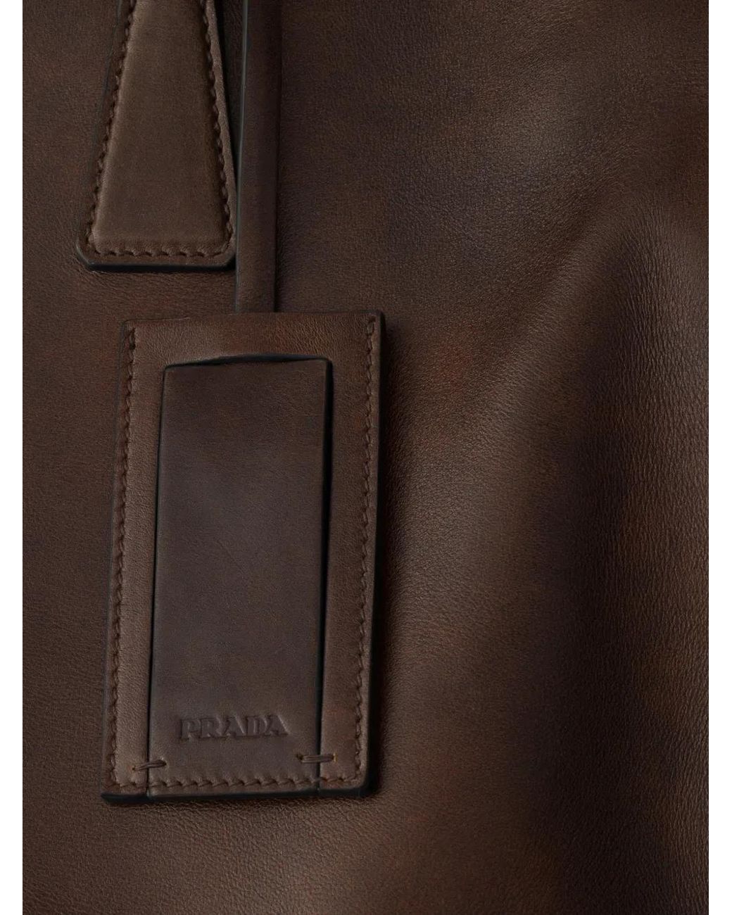 Prada Brown Leather Tote Bag for men