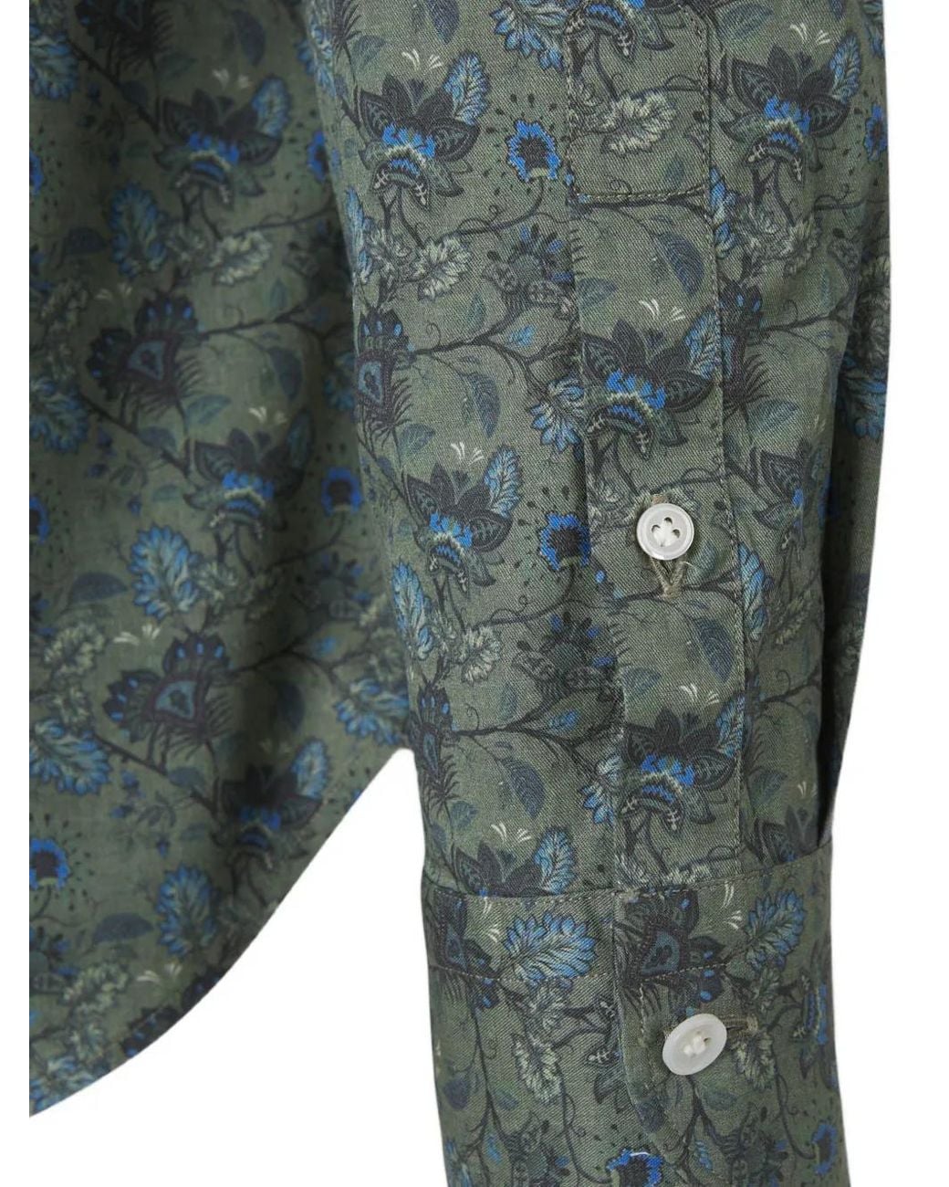 Vincenzo Di Ruggiero Green Chemise Fleurie À Manches Longues for men