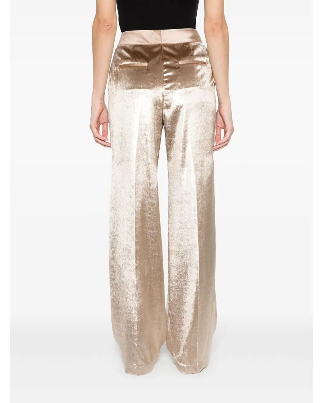 Peserico Natural High-Waisted Velvet Palazzo Trousers