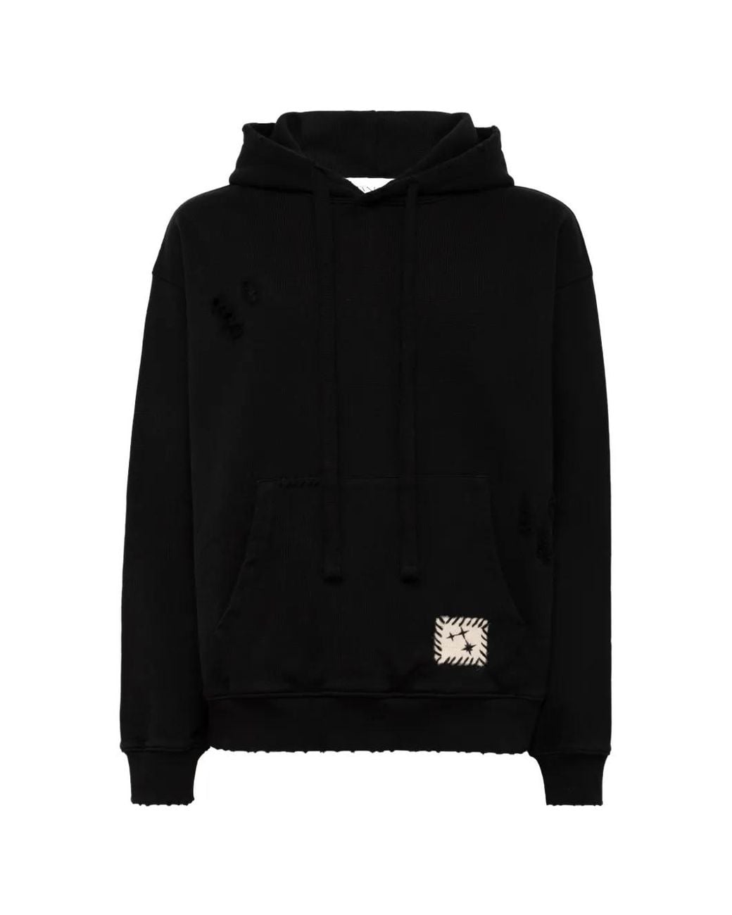 Laneus Black Hoodie Effet Usé À Coupe Ample for men