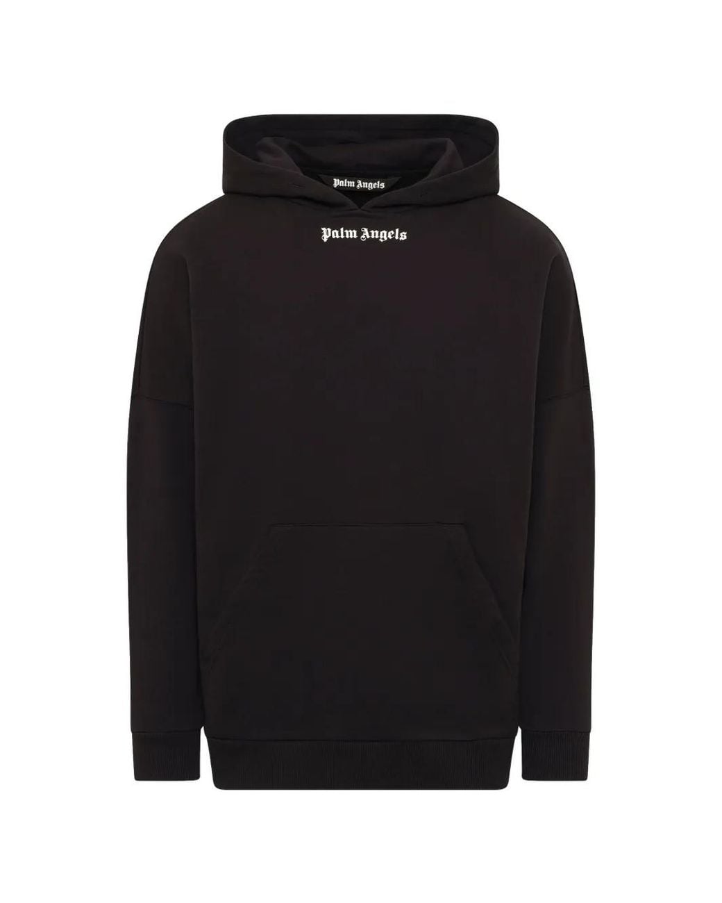 Palm Angels Black Logo-Print Cotton Hoodie for men