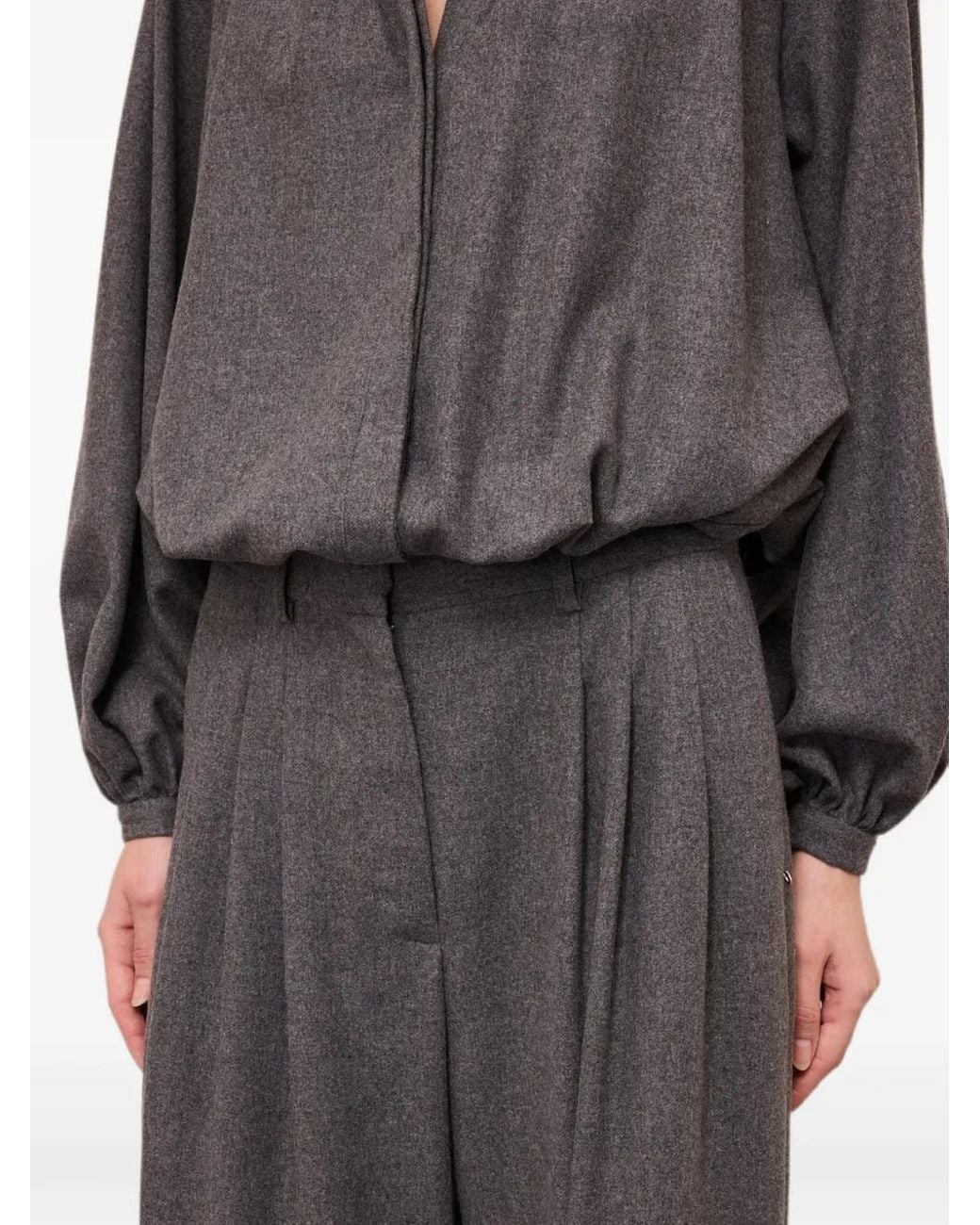 Ottod'Ame Gray Pleated Wide-Leg Trousers