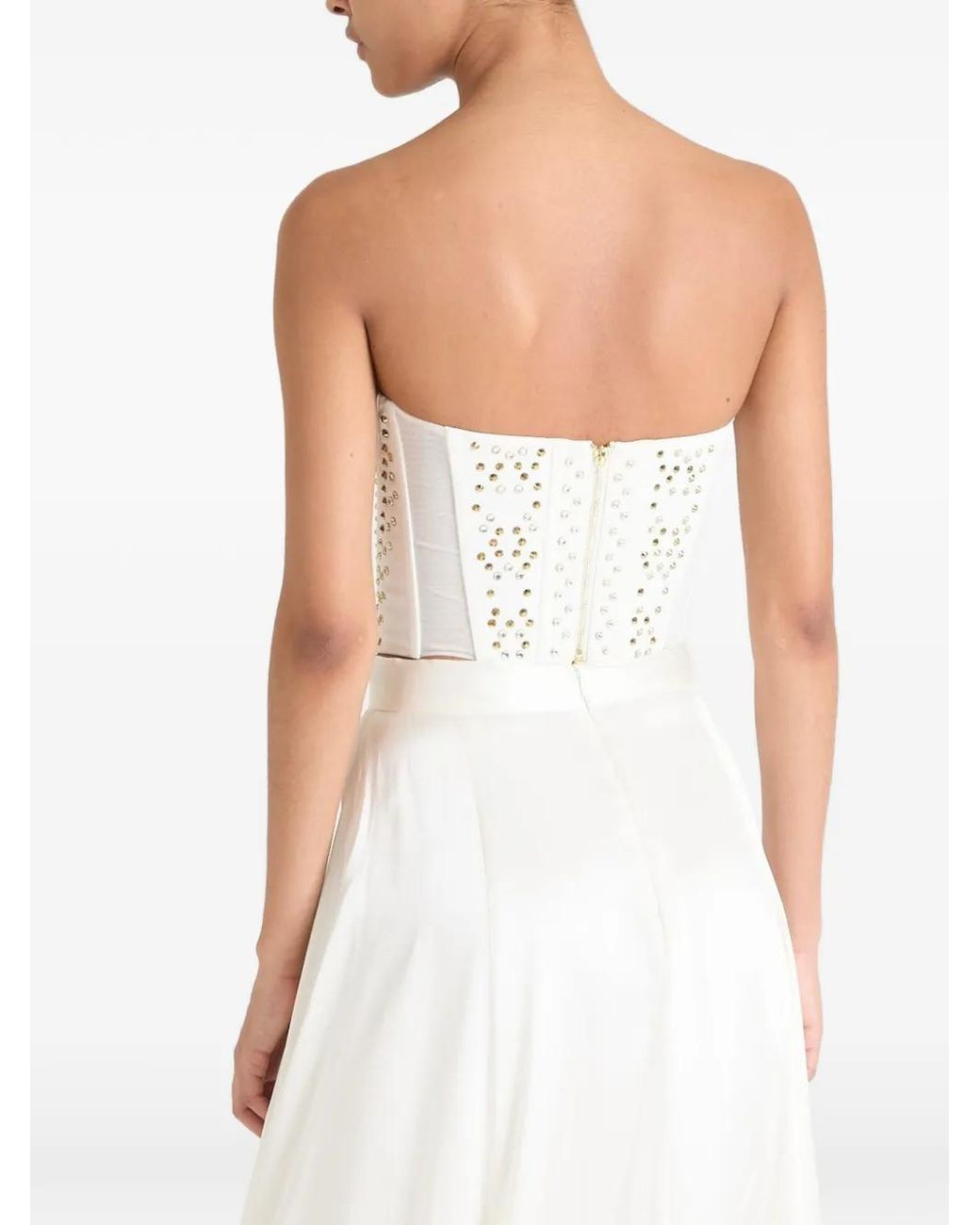 Temperley London White Oberon Stud-Embellished Corset Top