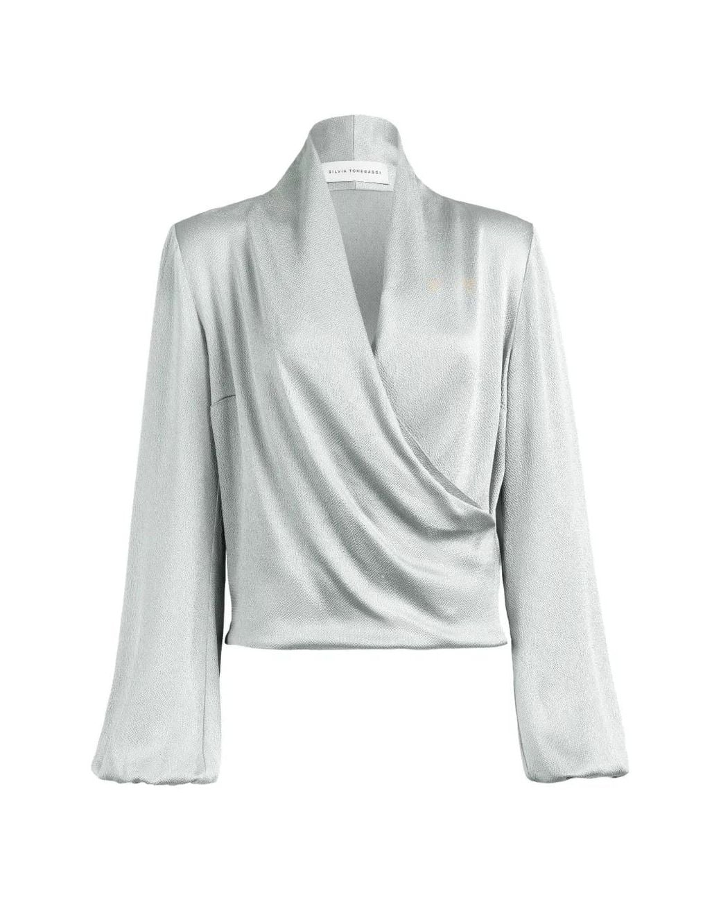 Silvia Tcherassi Blue Tea Wrap-Style Blouse
