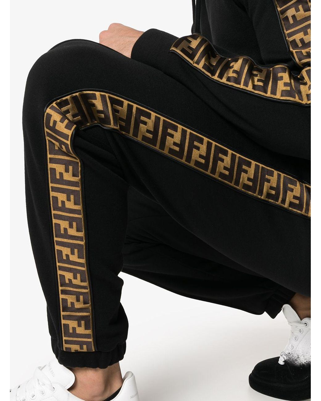 Pantalon de jogging à bande logo Cachemire Fendi pour homme en coloris Noir  | Lyst