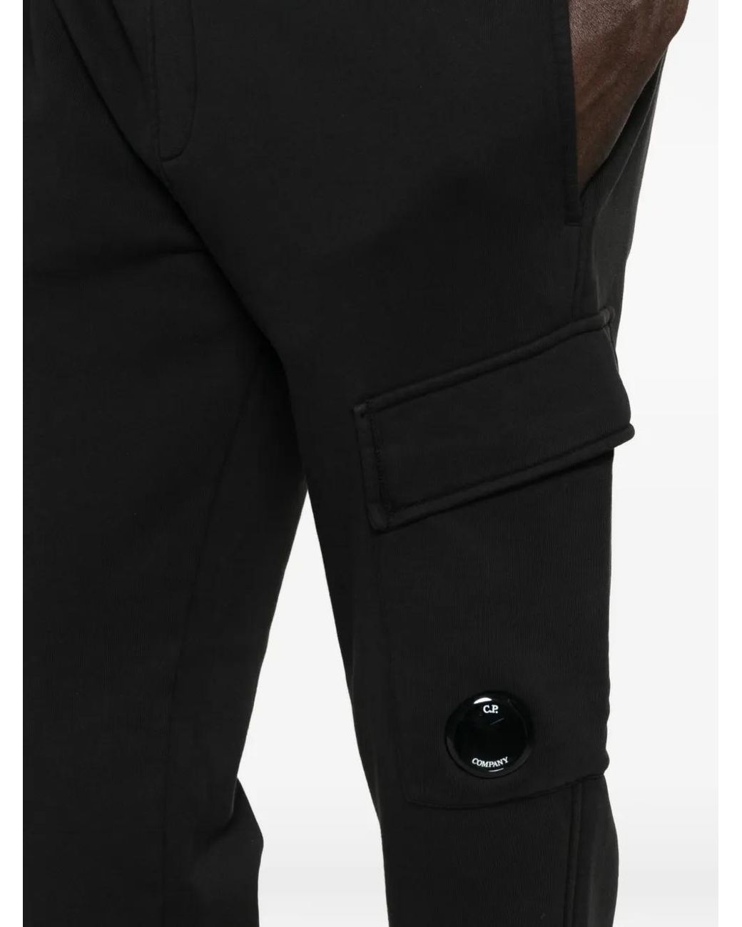 C P Company Black Cargo-Pocket Track Pants for men