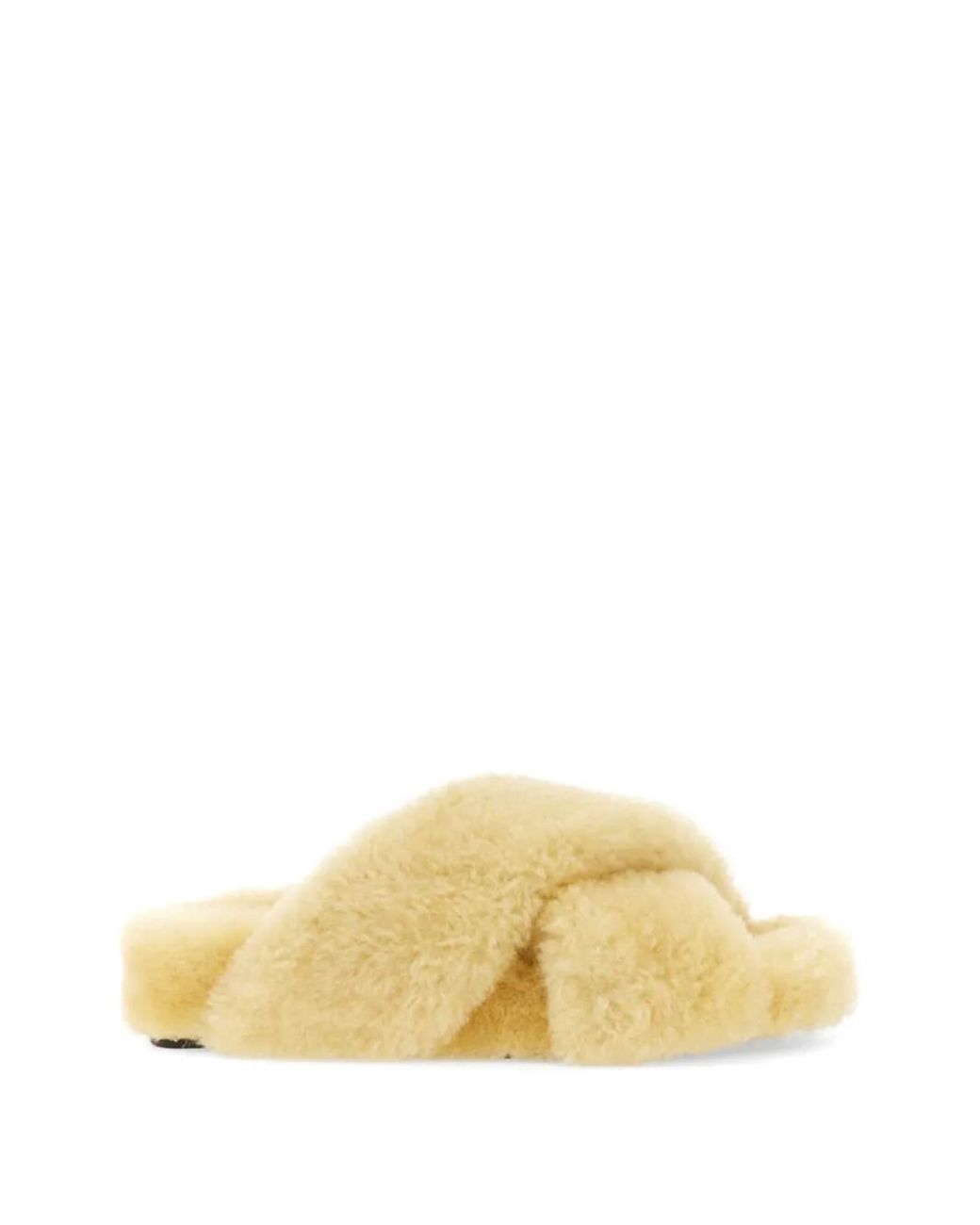 Jil Sander Metallic Shearling Crossover Flat Sandals