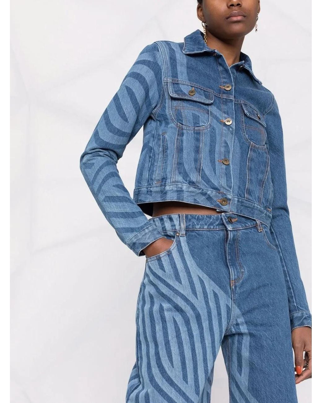 Ahluwalia Blue Laser-Print Denim Jacket