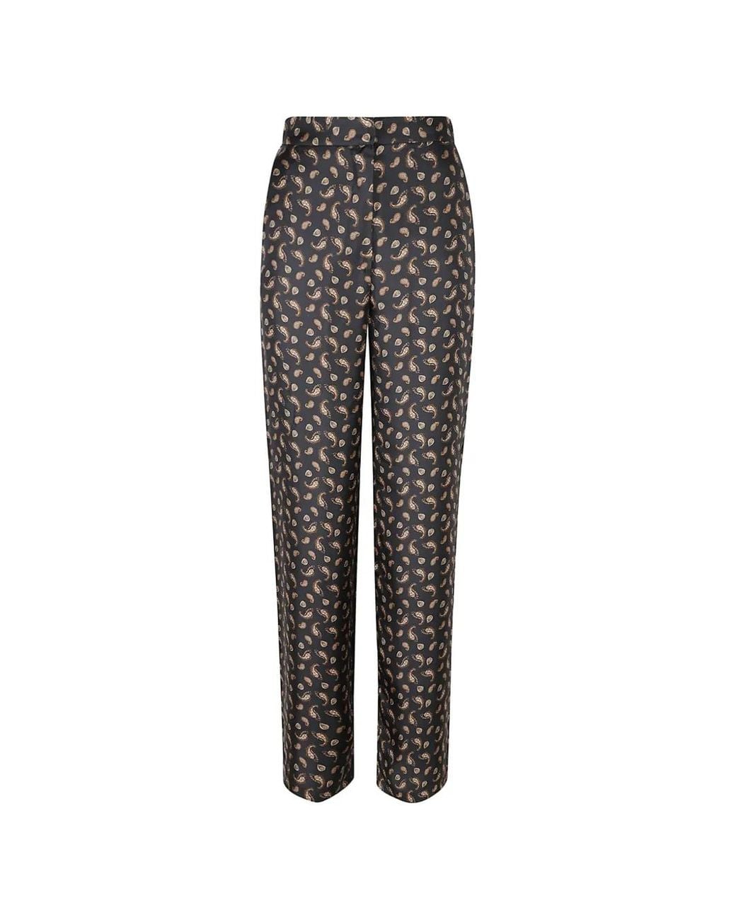 Max Mara Blue Pantalon En Soie À Motif Cachemire