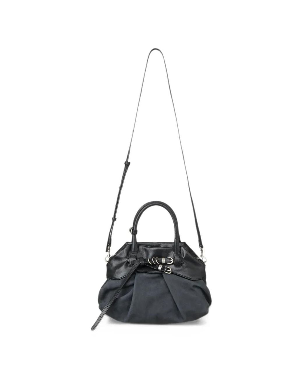 MARGE SHERWOOD Black Buckle-Detail Panelled Shoulder Bag