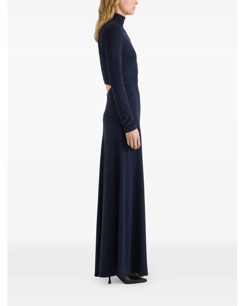 Proenza Schouler Blue Jayne Marled Cut-Out Maxi Dress