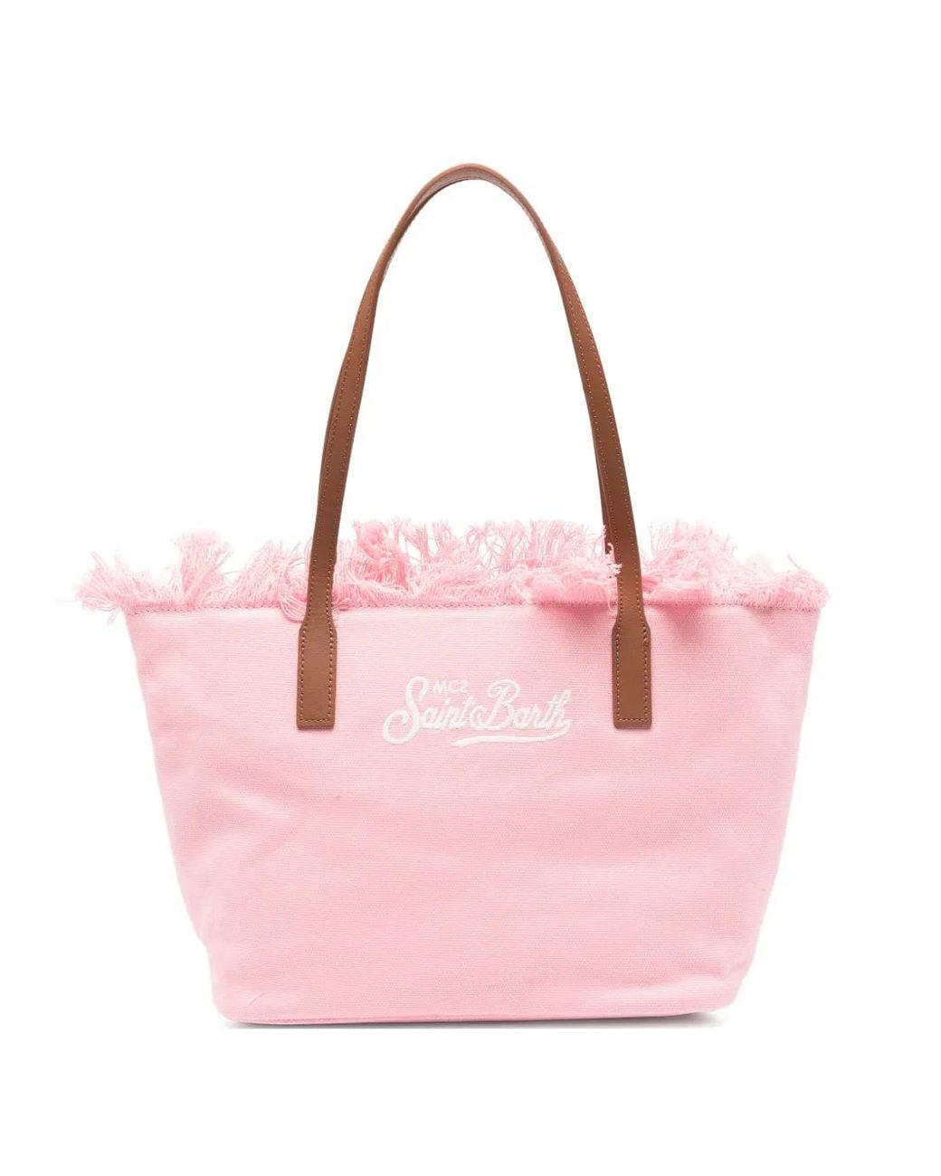 Mc2 Saint Barth Pink Medium City Fringed Tote Bag