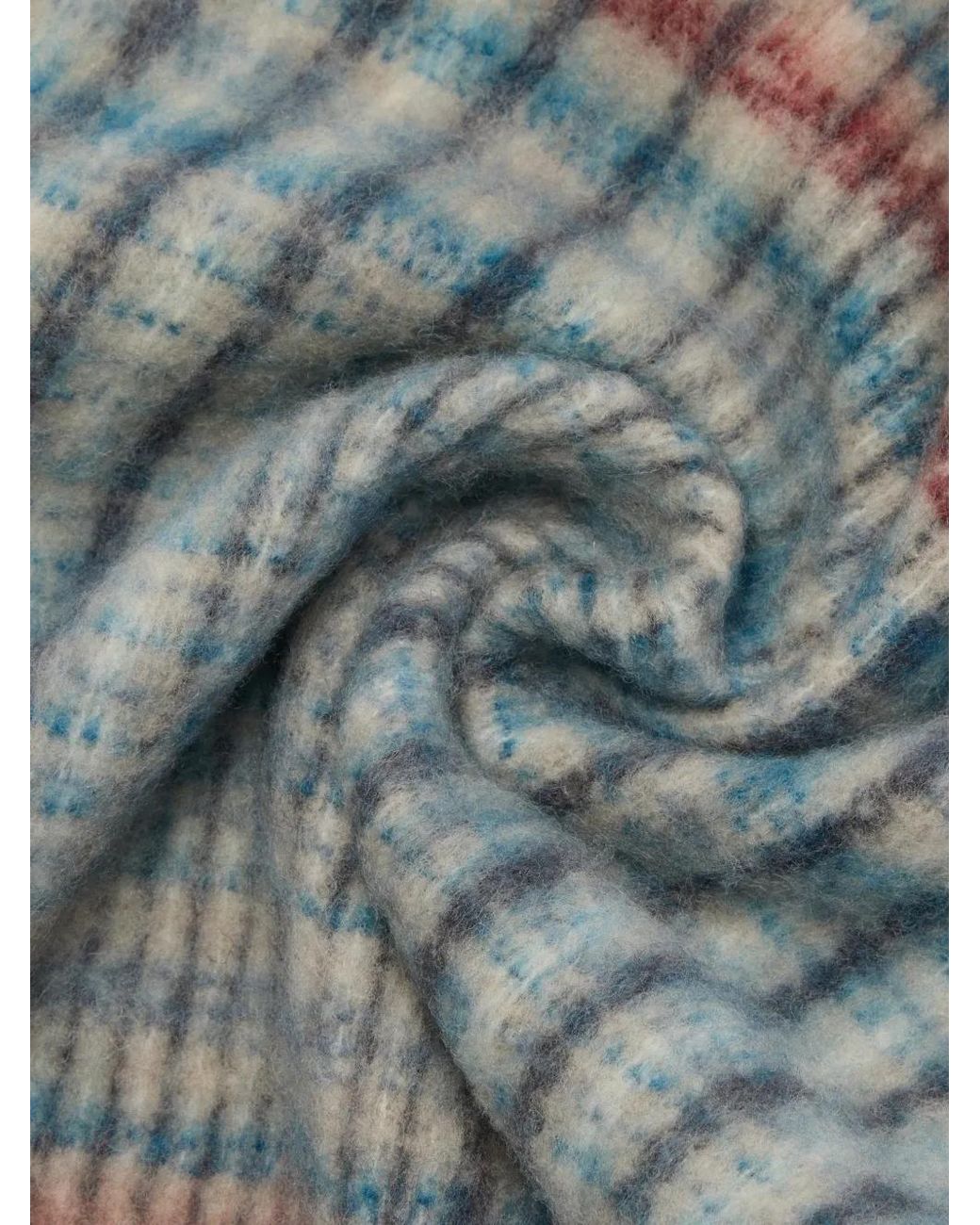 Piquadro Gray Check-Pattern Fringed Scarf