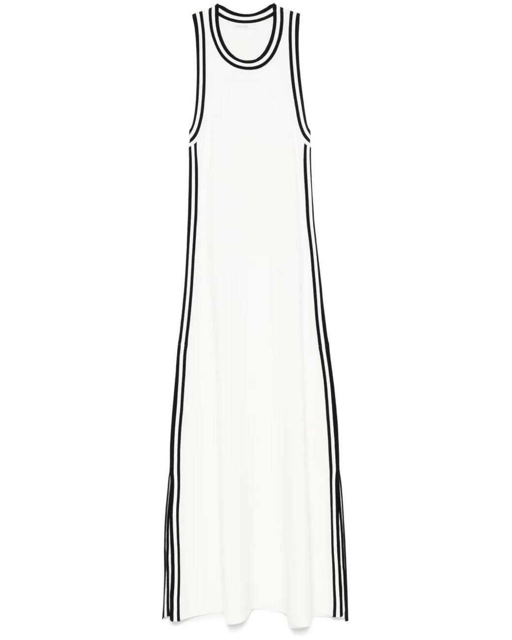 Patrizia Pepe White Contrast-Trim Midi Dress