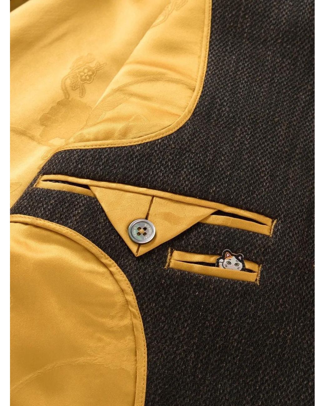 Shanghai Tang Black Perpetual Fortune Five-Button Jacket for men
