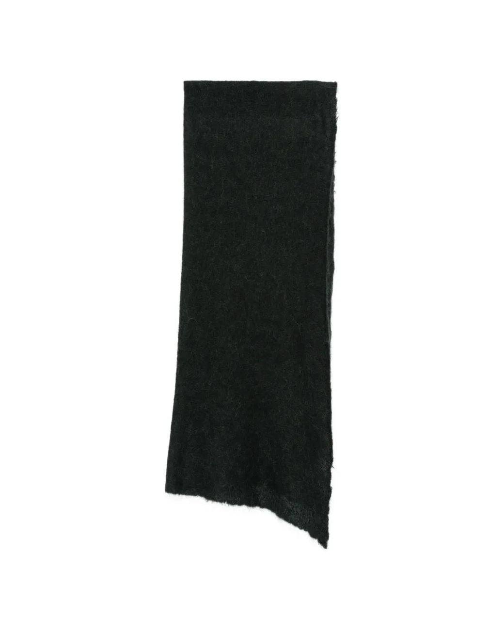 Faliero Sarti Black Brushed Raw-Edge Scarf