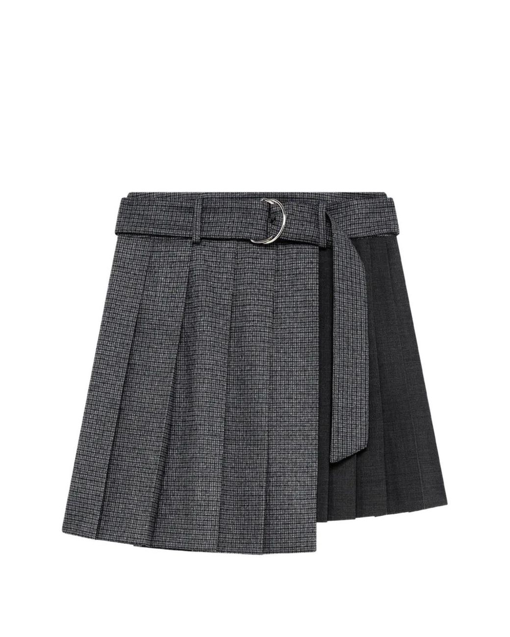 MSGM Gray Belted Pleated Mini Skirt
