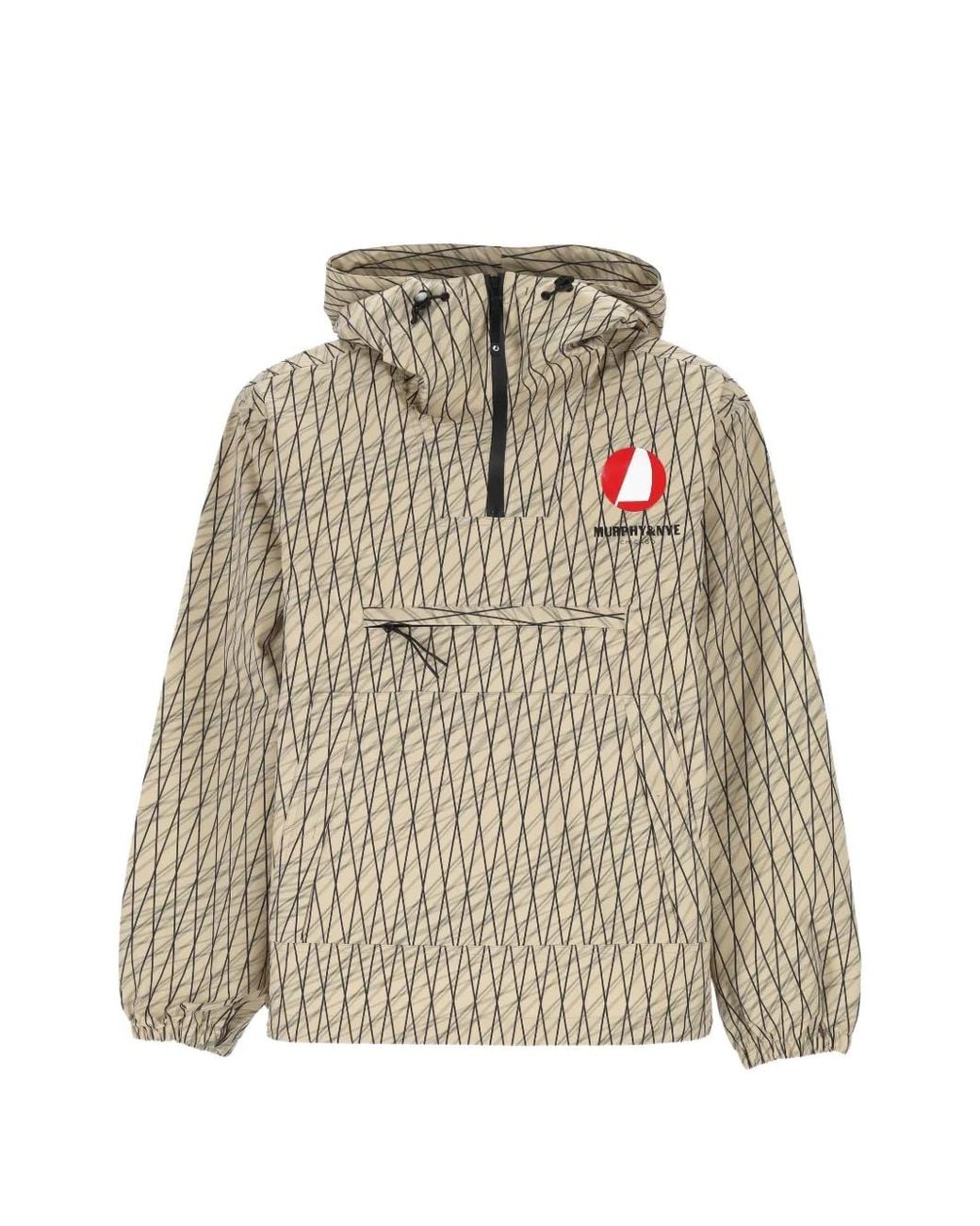 Murphy & Nye Natural Geometric-Print Hooded Hoodie Jacket for men