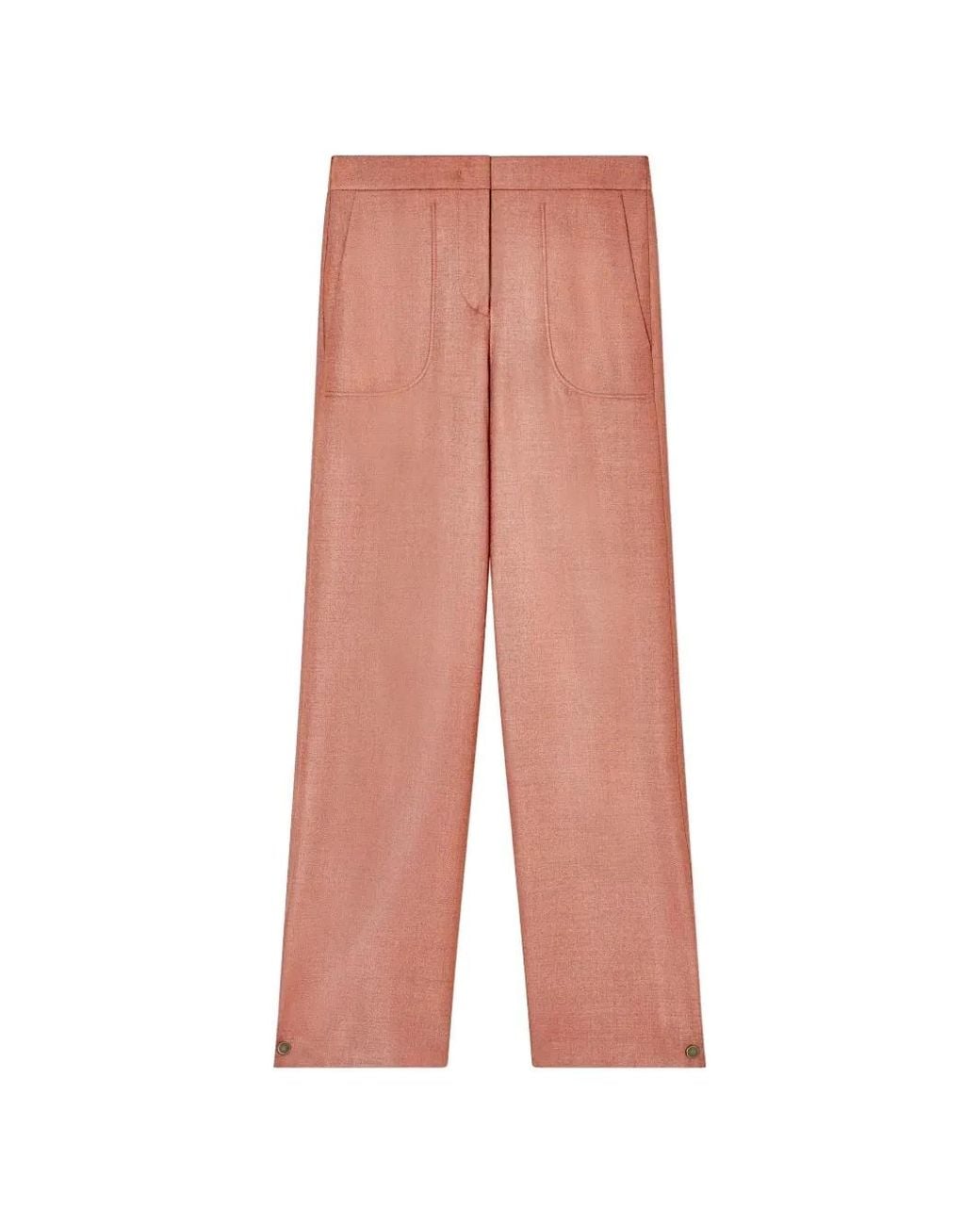 Giorgio Armani Pink Button-Hem Straight-Leg Trousers