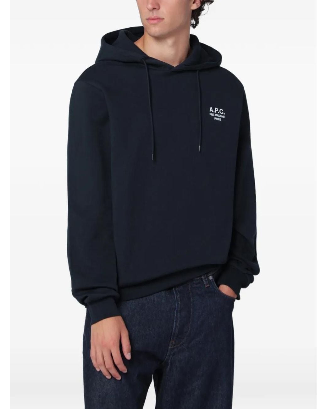 A.P.C. Blue Rue Madame Logo-Print Hoodie