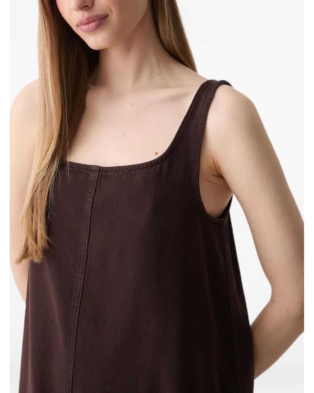 Marc O' Polo Brown Square-Neck Mini Dress