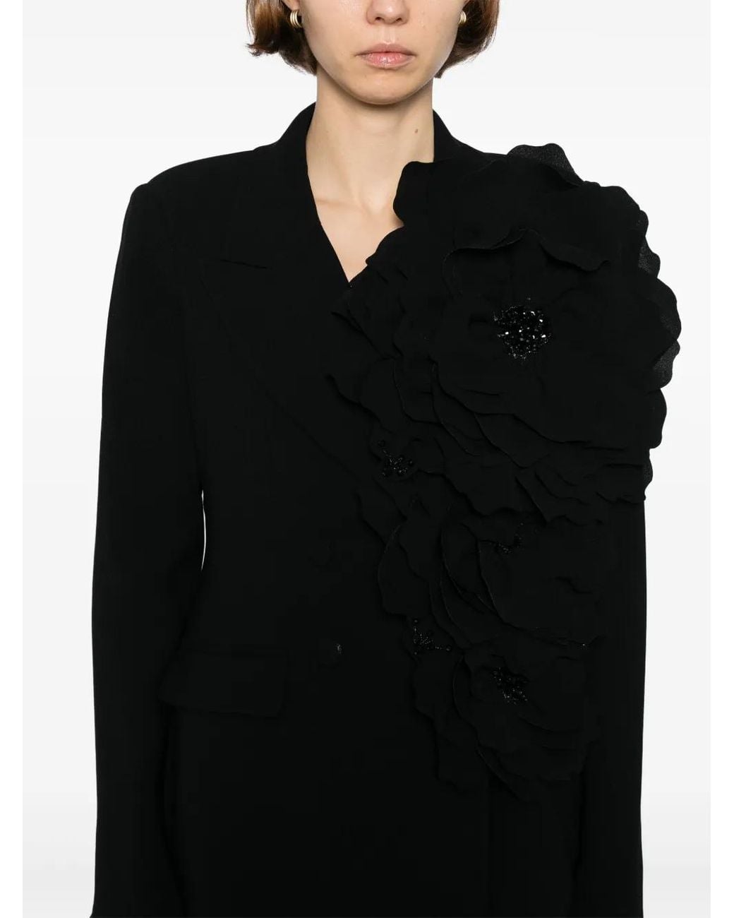 Saiid Kobeisy Black Floral Tailored Blazer