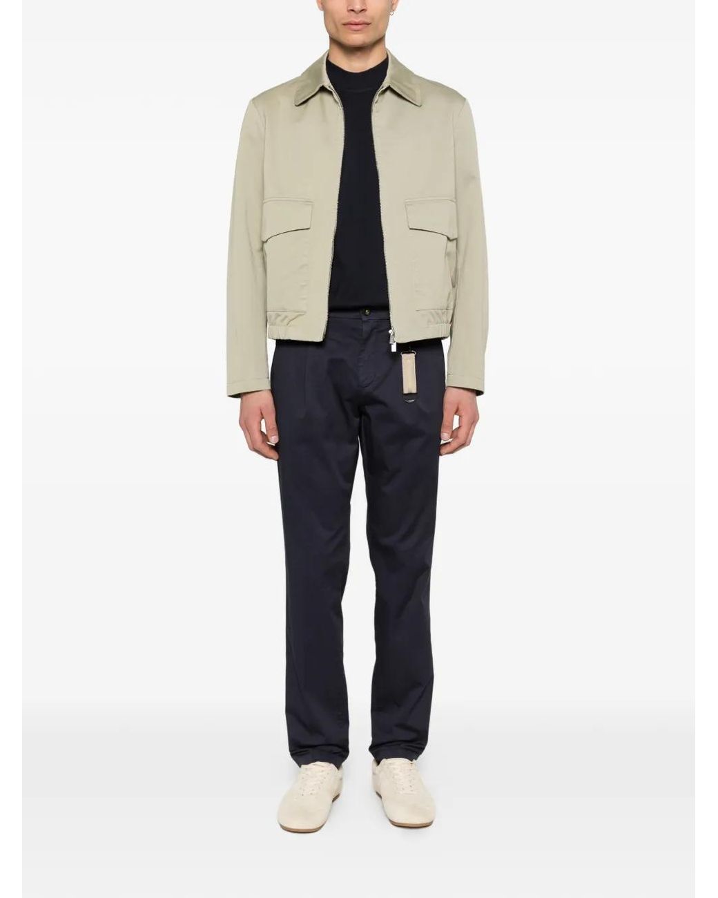 Manuel Ritz Blue Micro-Texture Pleated Trousers for men