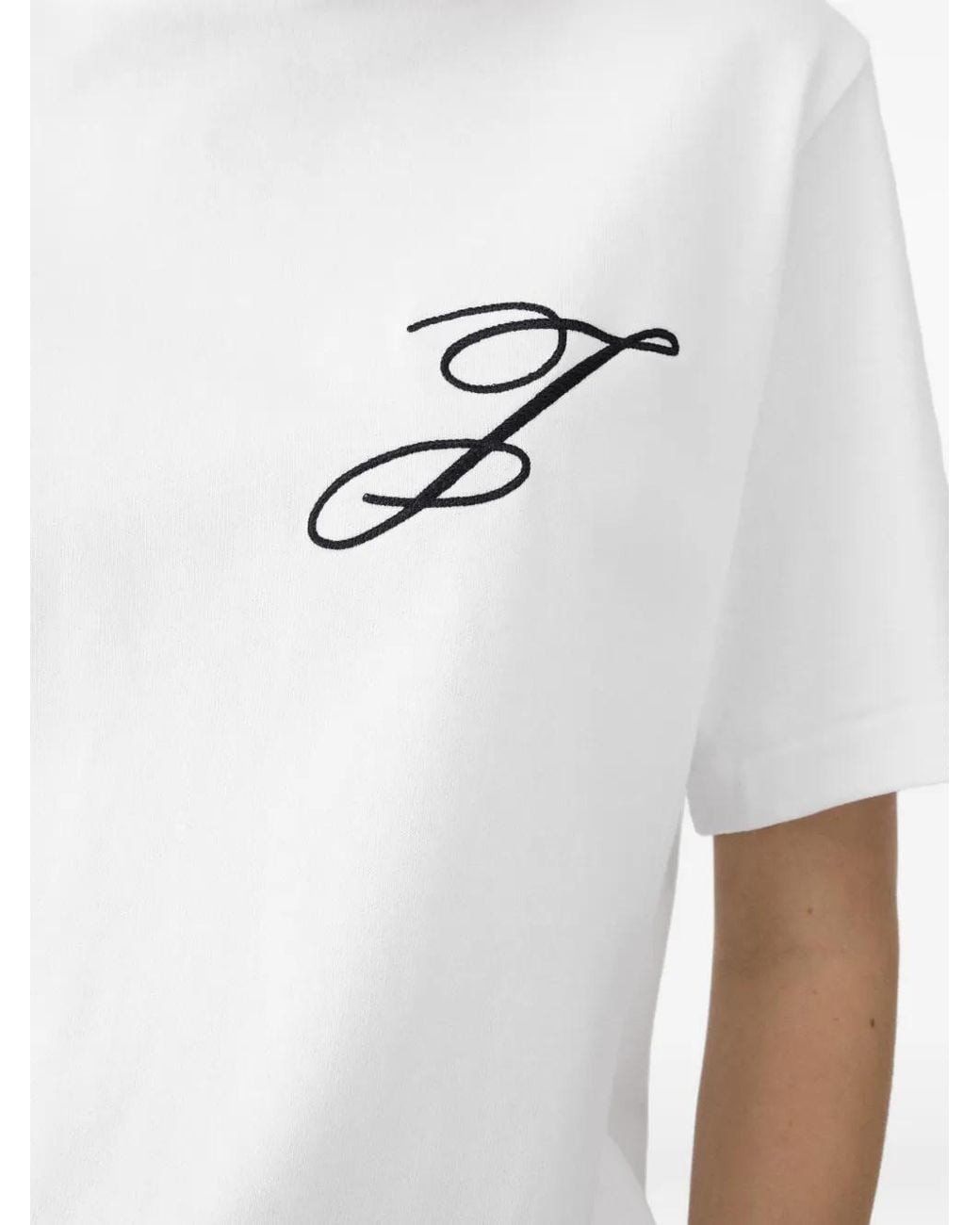 Jacquemus White Logo-Embroidered T-Shirt