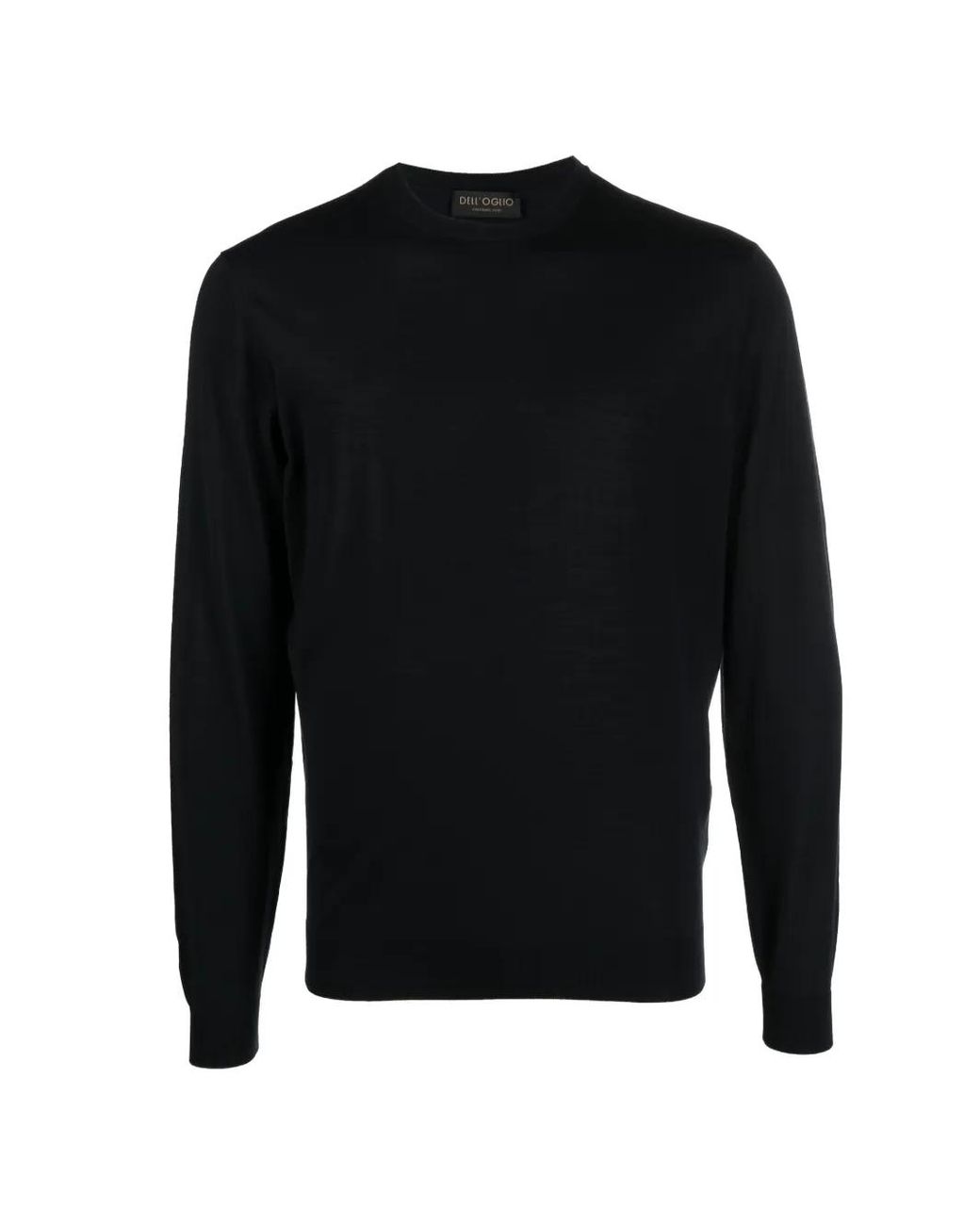 Dell'Oglio Black Merino-Wool Crew-Neck Jumper for men
