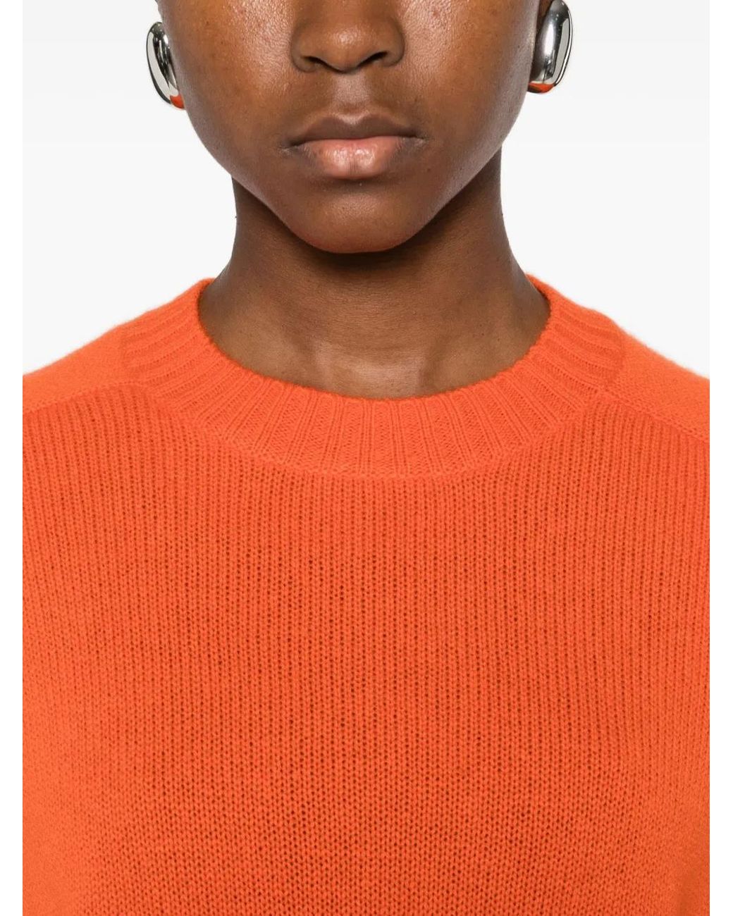 Allude Orange Short-Sleeve Sweater