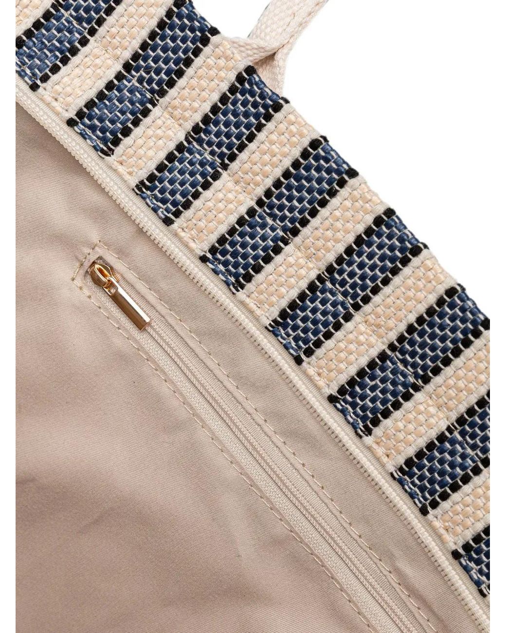 Morgan White Striped Tote Bag