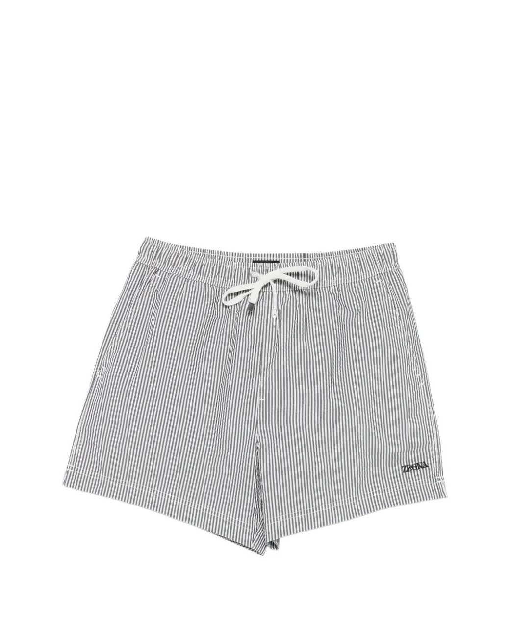 Zegna Gray Striped Swim Shorts for men