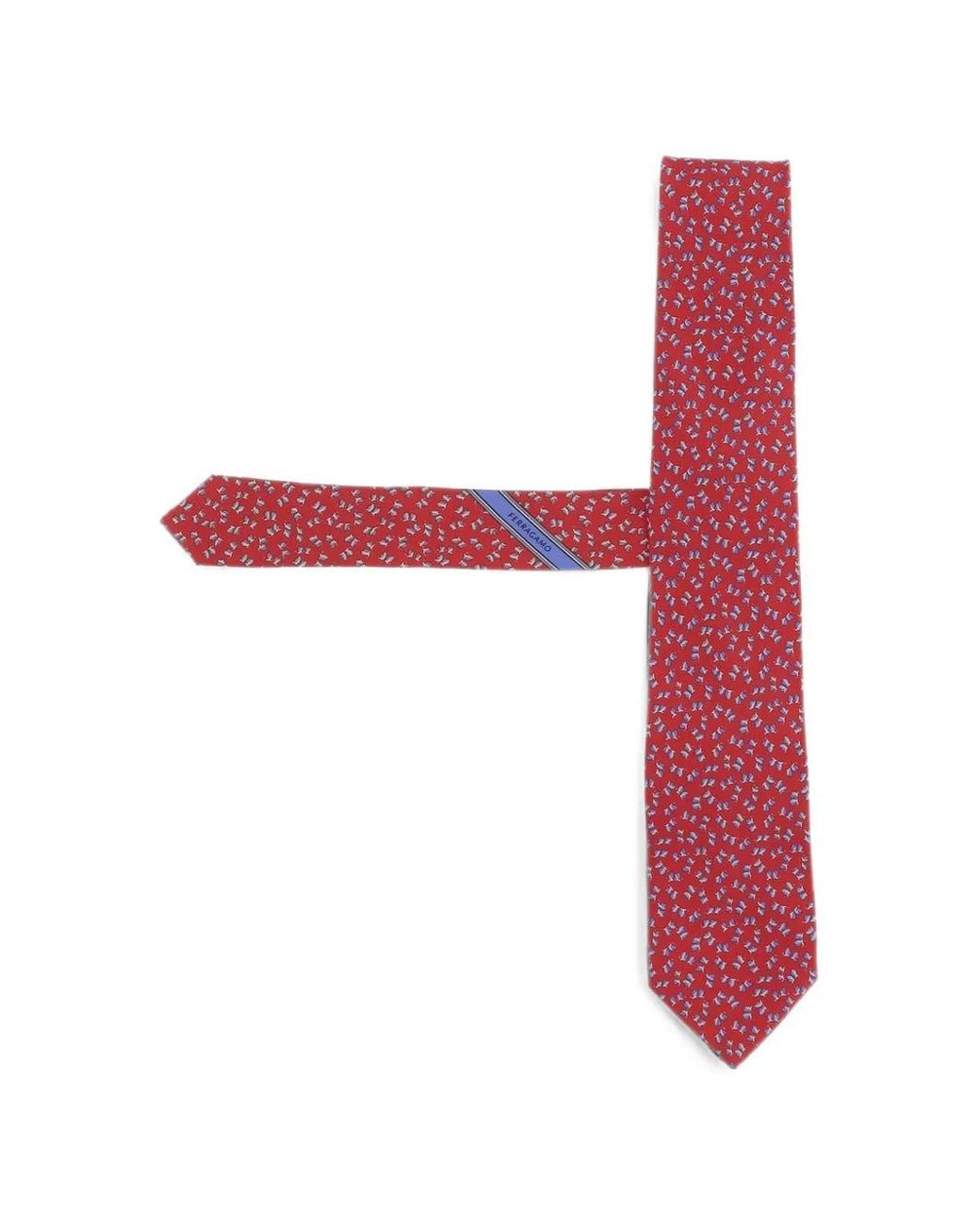 Ferragamo Red Graphic-Pattern Silk Tie for men